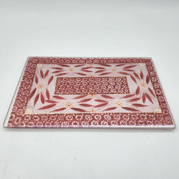 Tara Temptations Old World Tempered Glass Trivet Cutting Tray Lot of 2 Red 7 in - Picture 5 of 10